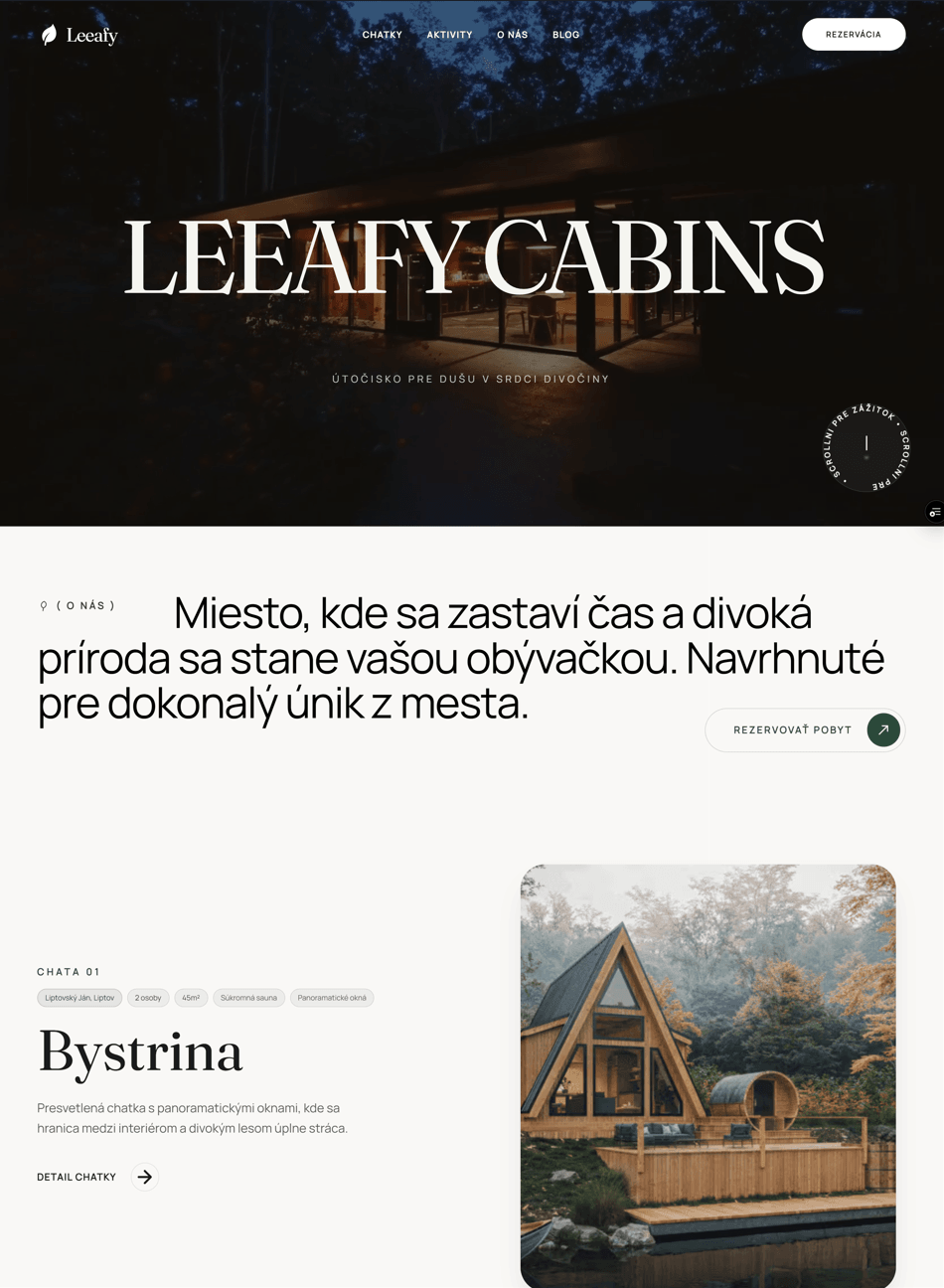 Leeafy — moderné chatky v prírode